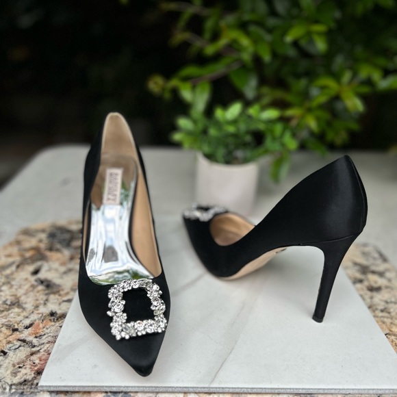 Badgley mischka black Cher Crystal Embellished Pump size 9 new - Picture 7 of 16